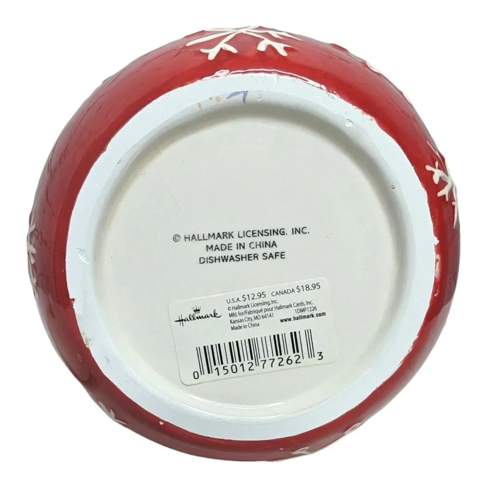Hallmark Cookie Jar Canister‎ Merry Days Snowman Snowflakes Red White Holiday